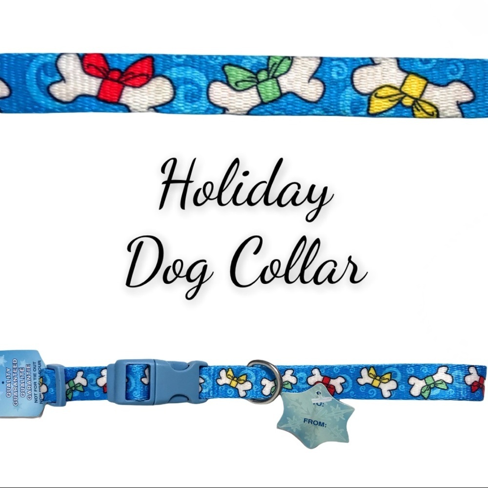 NWT Attire Holiday Dog Collar With Dog Bone & Bows